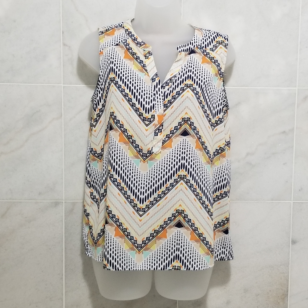 Skies Are Blue Chevron Sleeveless Top Boho S